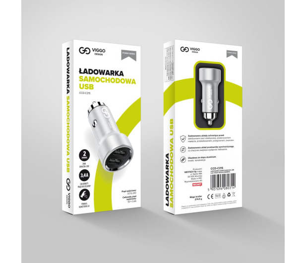 VIGGO DESIGN 2xUSB 3.4A Srebrna - 1458556 - zdjęcie 6